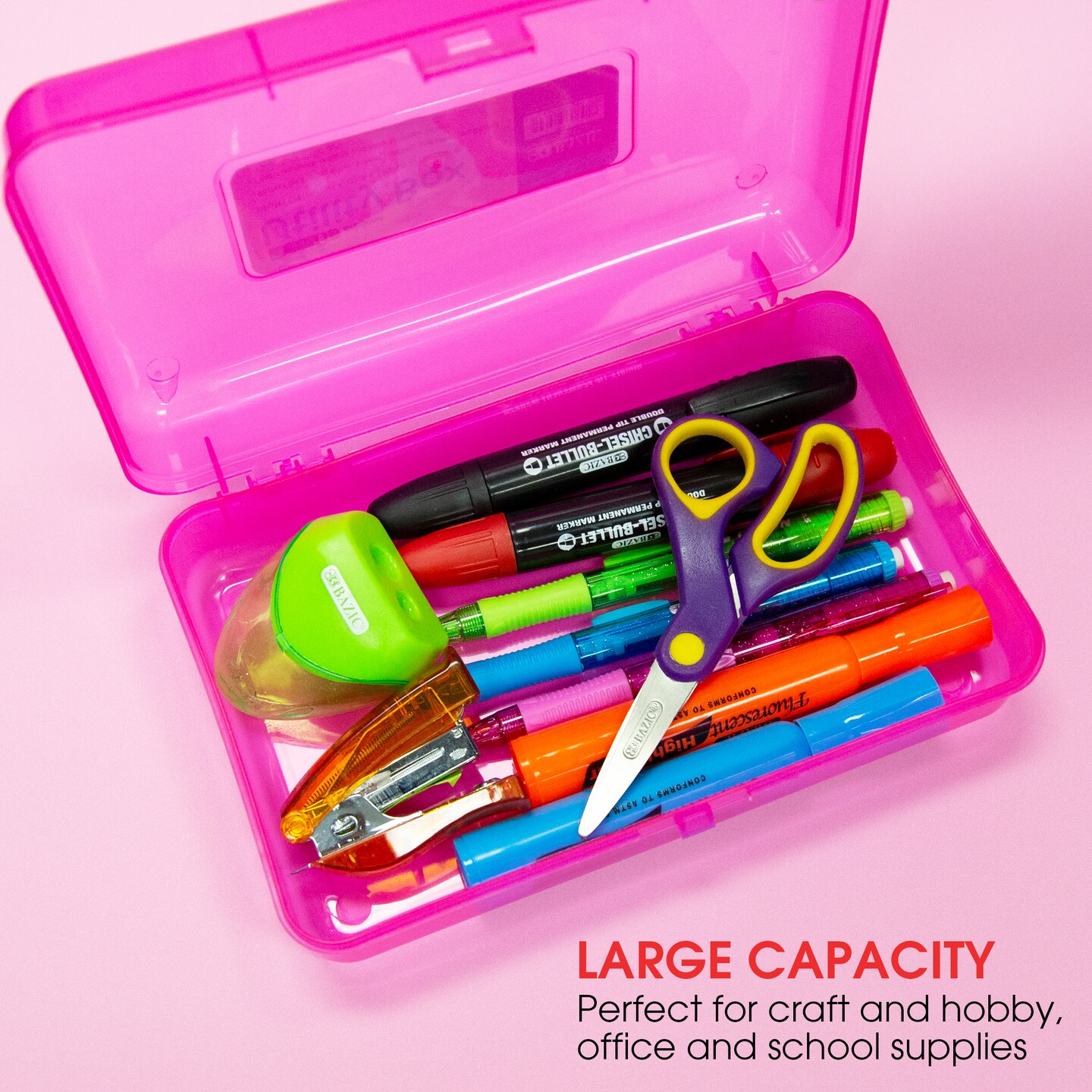 BAZIC Pencil Case Multipurpose Utility Box - Bright Color