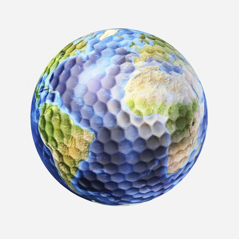 3D Rendering Of A Planet Earth Golf Ball White Background Poster Print