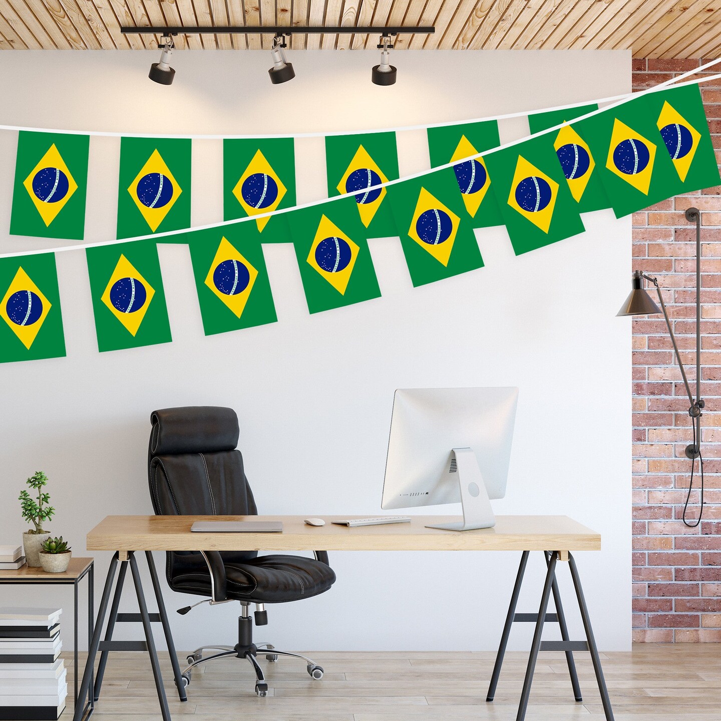 G128 Brazil Brazilian Bunting Banner | Flag 8.2 x 5.5 Inch, Full String 33 Feet | Printed 150D Polyester, Decorations For Bar, School, Festival Events Celebration