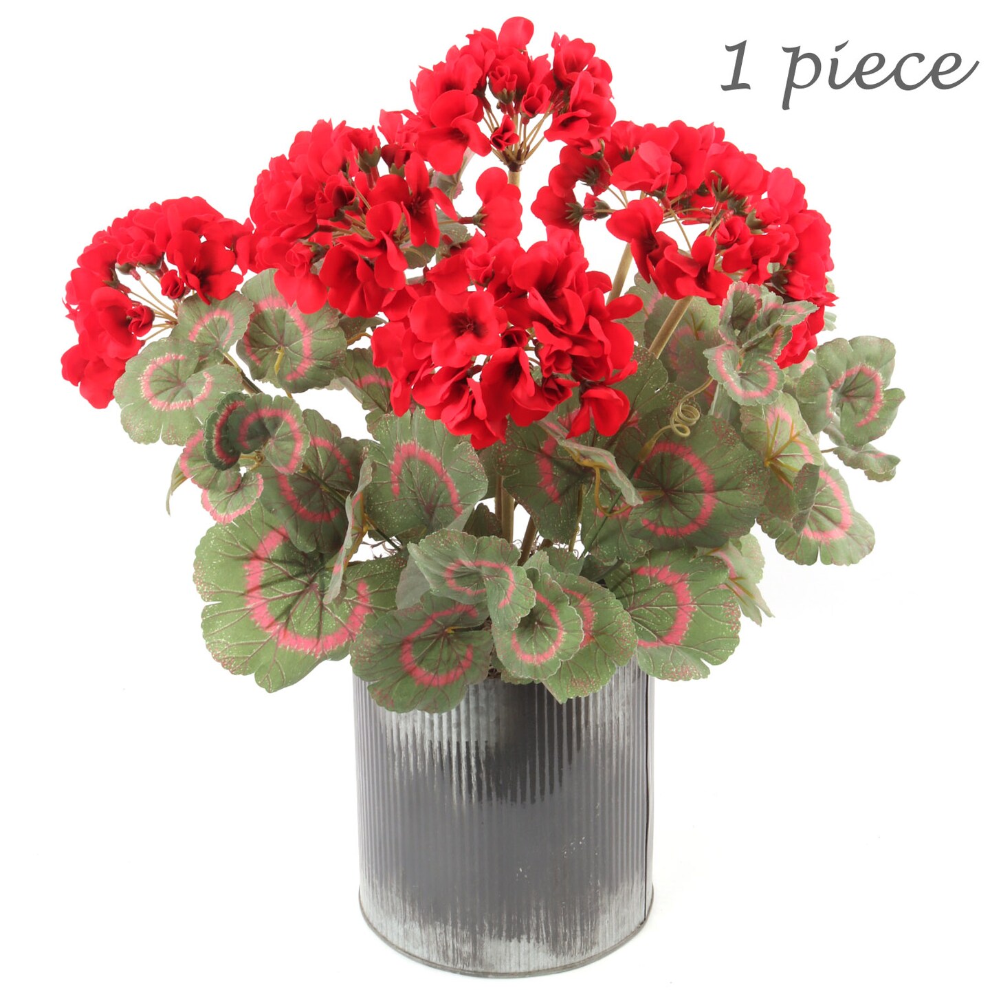 12-Pack: Red Geranium Bush - 7 Silk Flowers & Lush Leaves, Indoor/Outdoor Decor, DIY Crafts, Home & Event Arrangements - Spring & Summer Blooms, Floral Home by Artificial Flowers