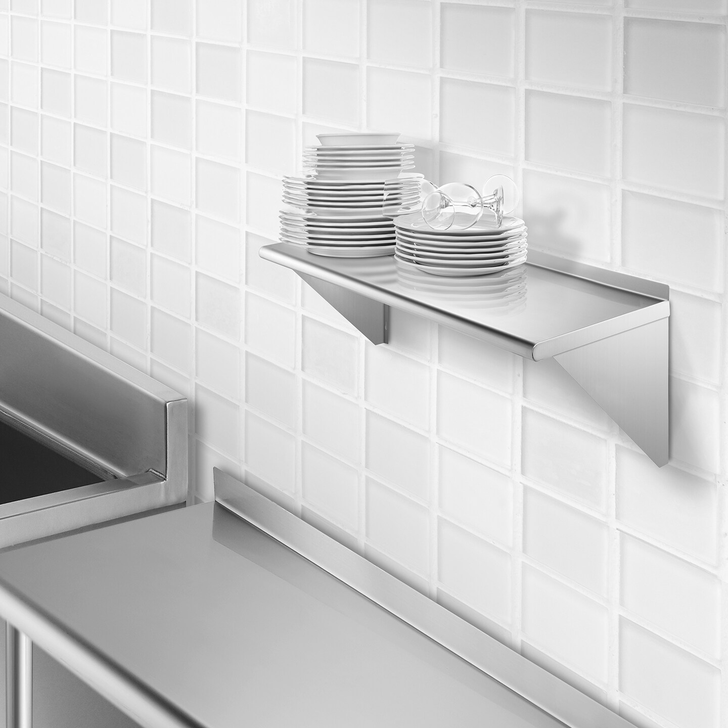 GRIDMANN NSF 16 Gauge Stainless Steel Kitchen Wall Mount Shelf Commercial Restaurant Bar w/ Backsplash