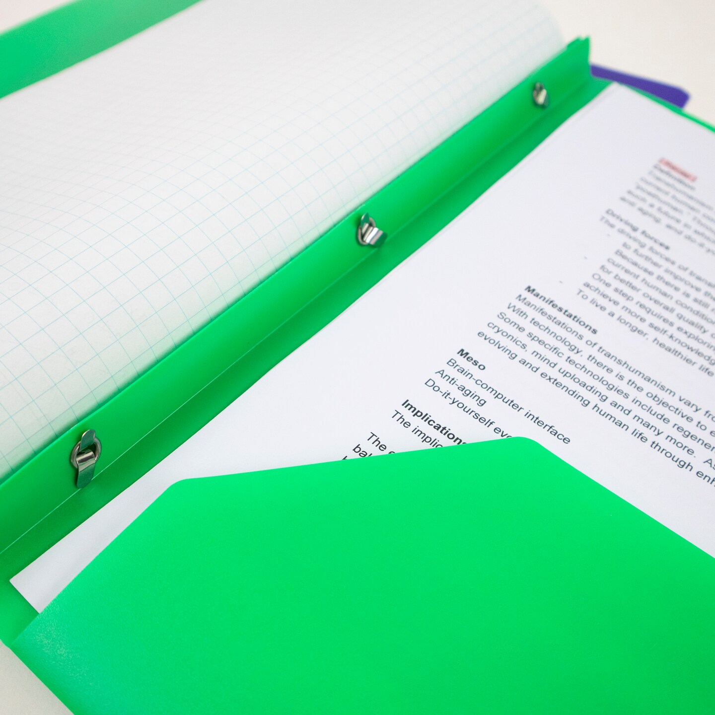 BAZIC Solid Color 2-Pockets Poly Portfolio - Solid Color w/ 3-Prong Fastener