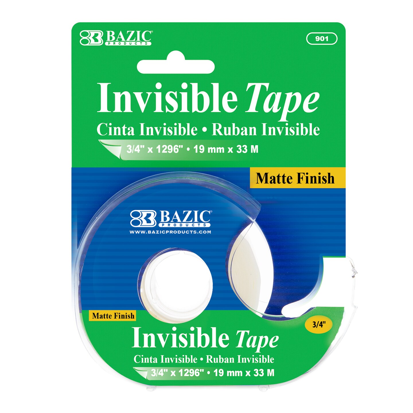 BAZIC Invisible Tape w/ Dispenser 3/4&#x22; x 1296&#x22;