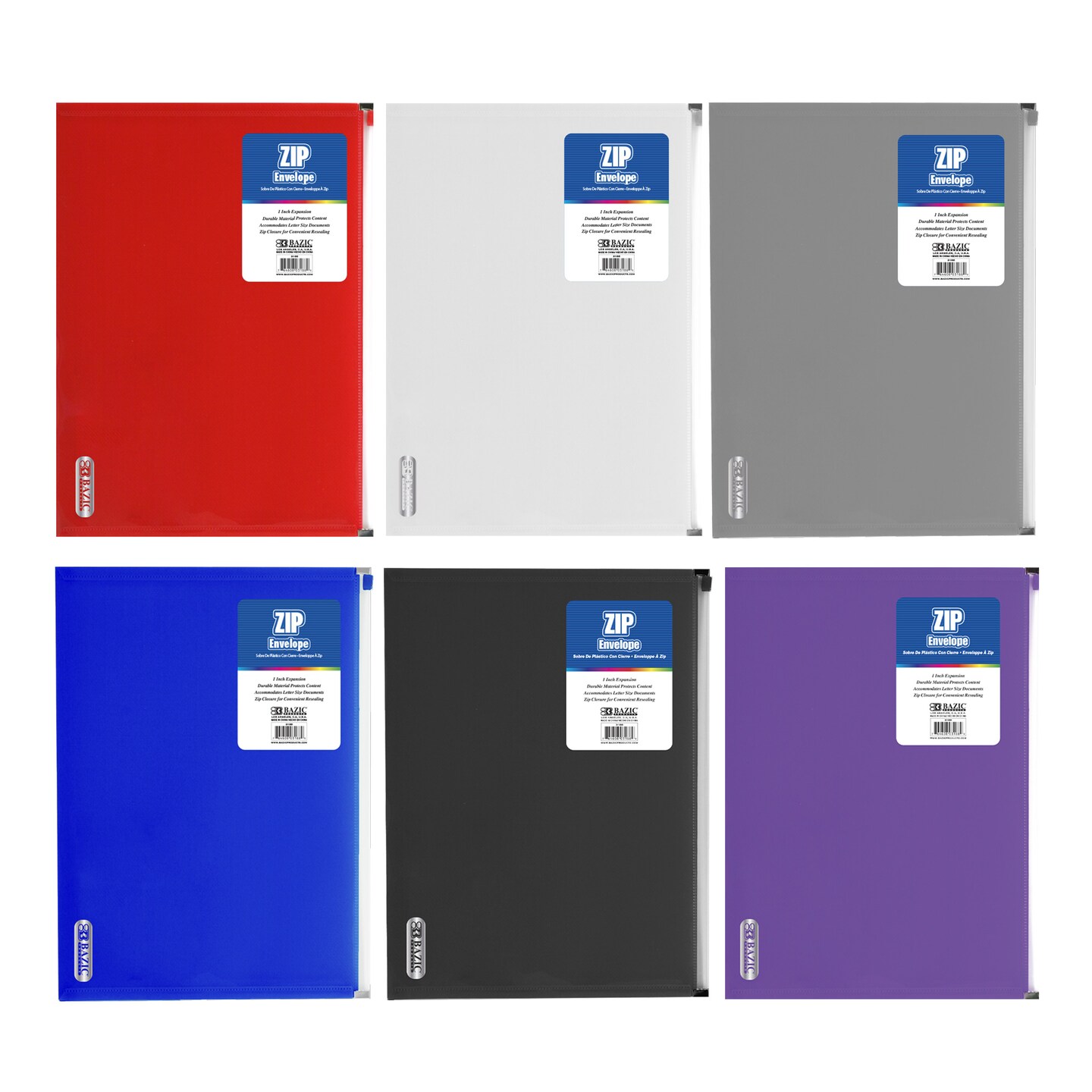 BAZIC Zip Envelope A4/Letter Size - Assorted Color