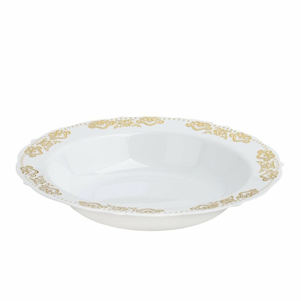 12 oz White Plastic Bowls Trim Wedding Banquets