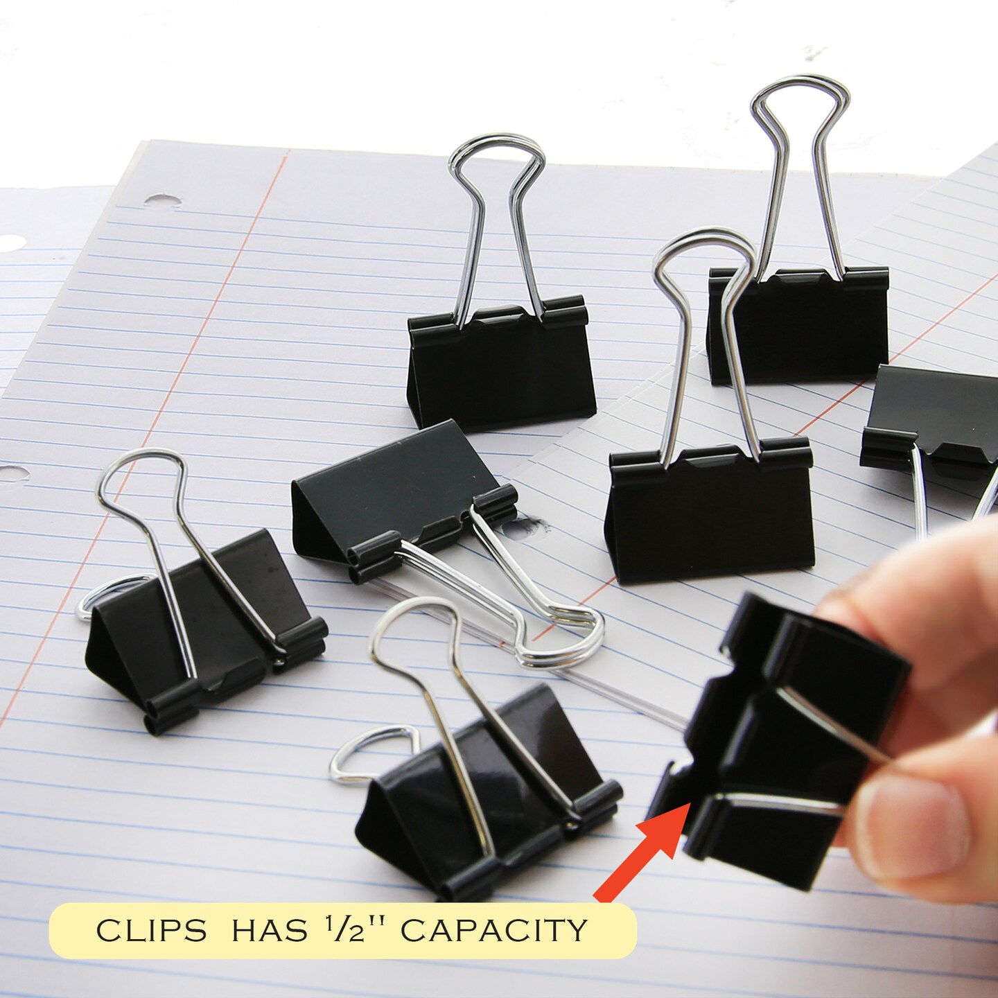 BAZIC Medium 1-1/4 (32mm) Black Binder Clip (8/Pack)