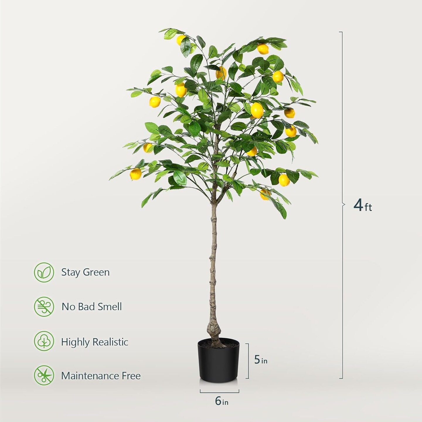Lifelike Artificial Lemon Tree: Pre-Potted Faux Plant for Home and Office Decor