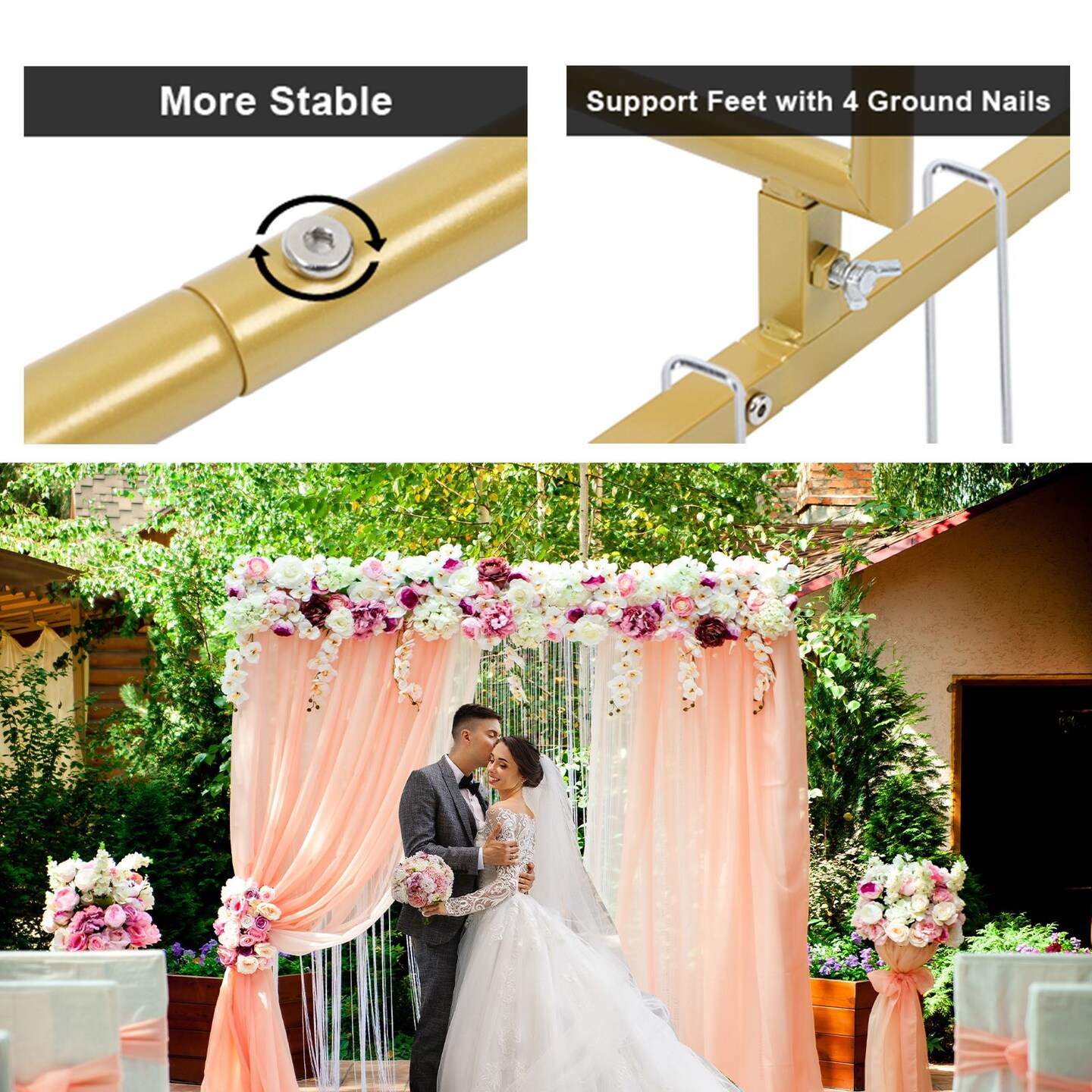 Wedding Arches for Ceremony, Wedding Arch Backdrop Stand for Wedding Birthday Party Baby