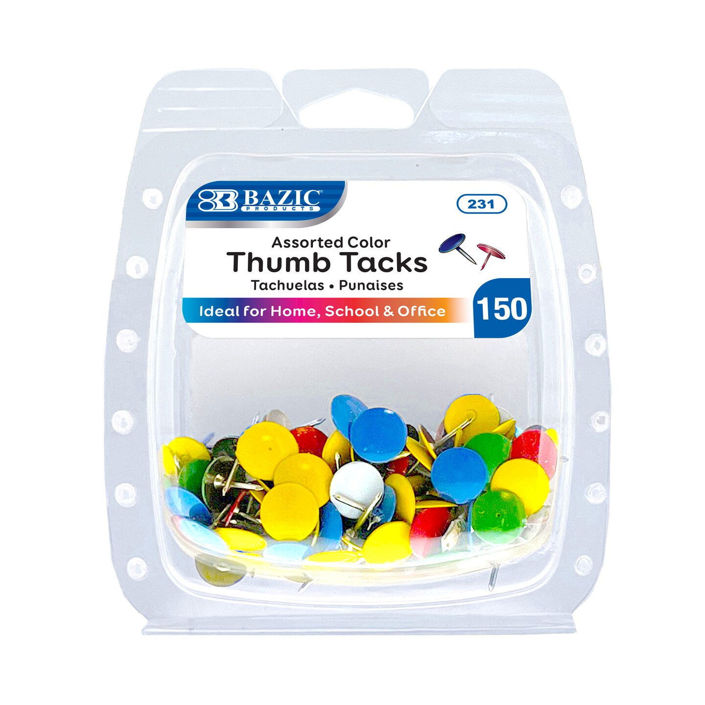 BAZIC Thumb Tack Assorted Color (150/Pack)