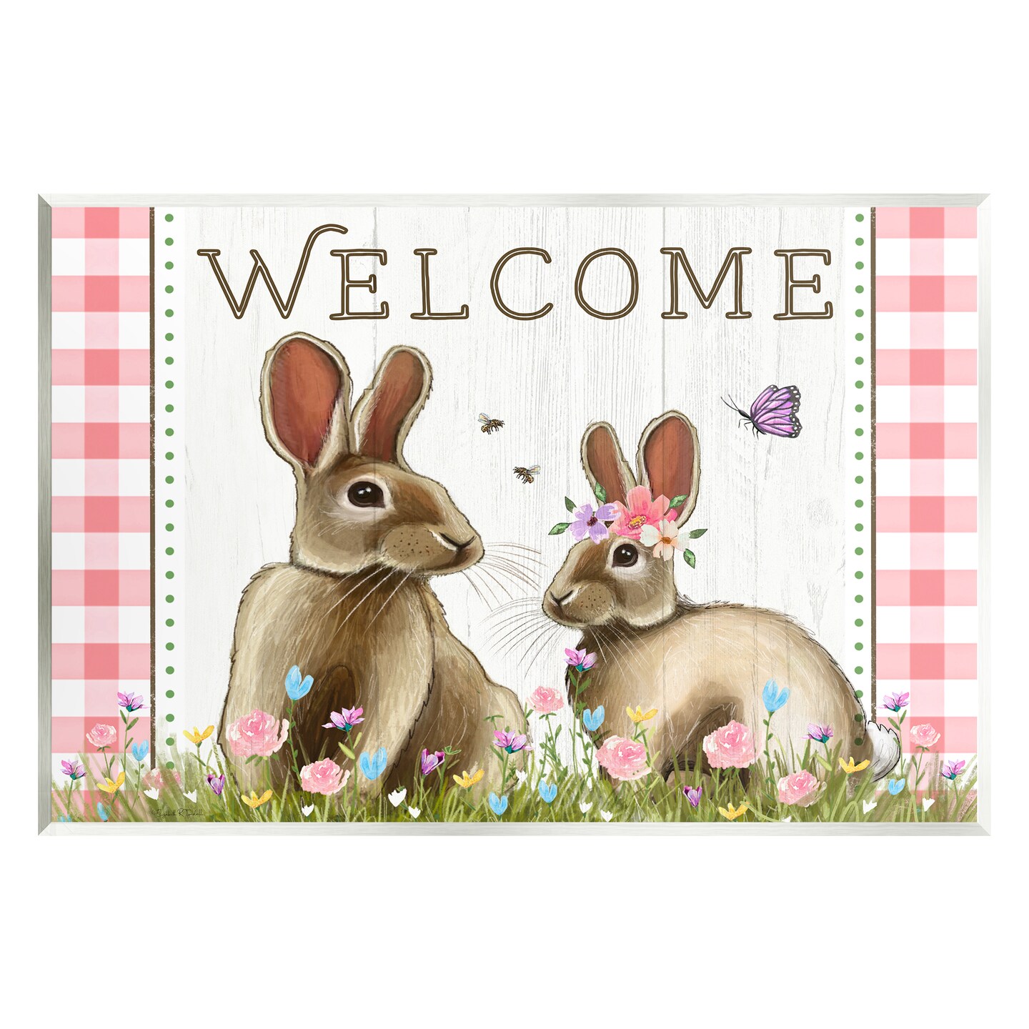 Stupell Industries Welcome Spring Garden Rabbits Wall Plaque Art