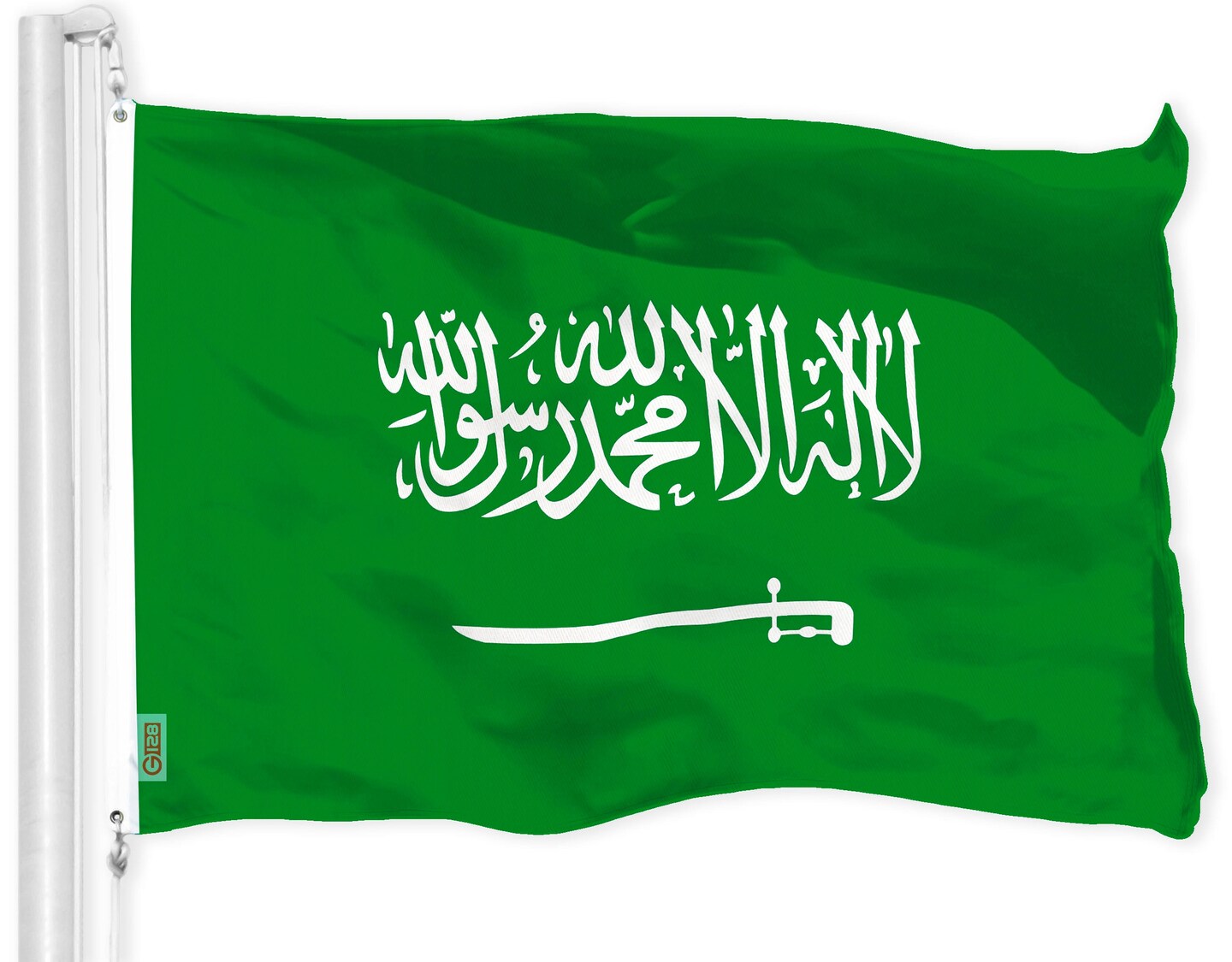 G128 Combo Pack: USA American Flag 3x5 Ft 150D Printed Stars &#x26; Saudi Arabia Flag 3x5 Ft 150D Printed