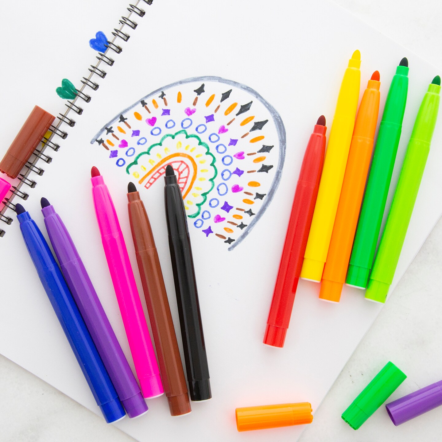 BAZIC Washable Markers Broad Line Jumbo 10 Colors