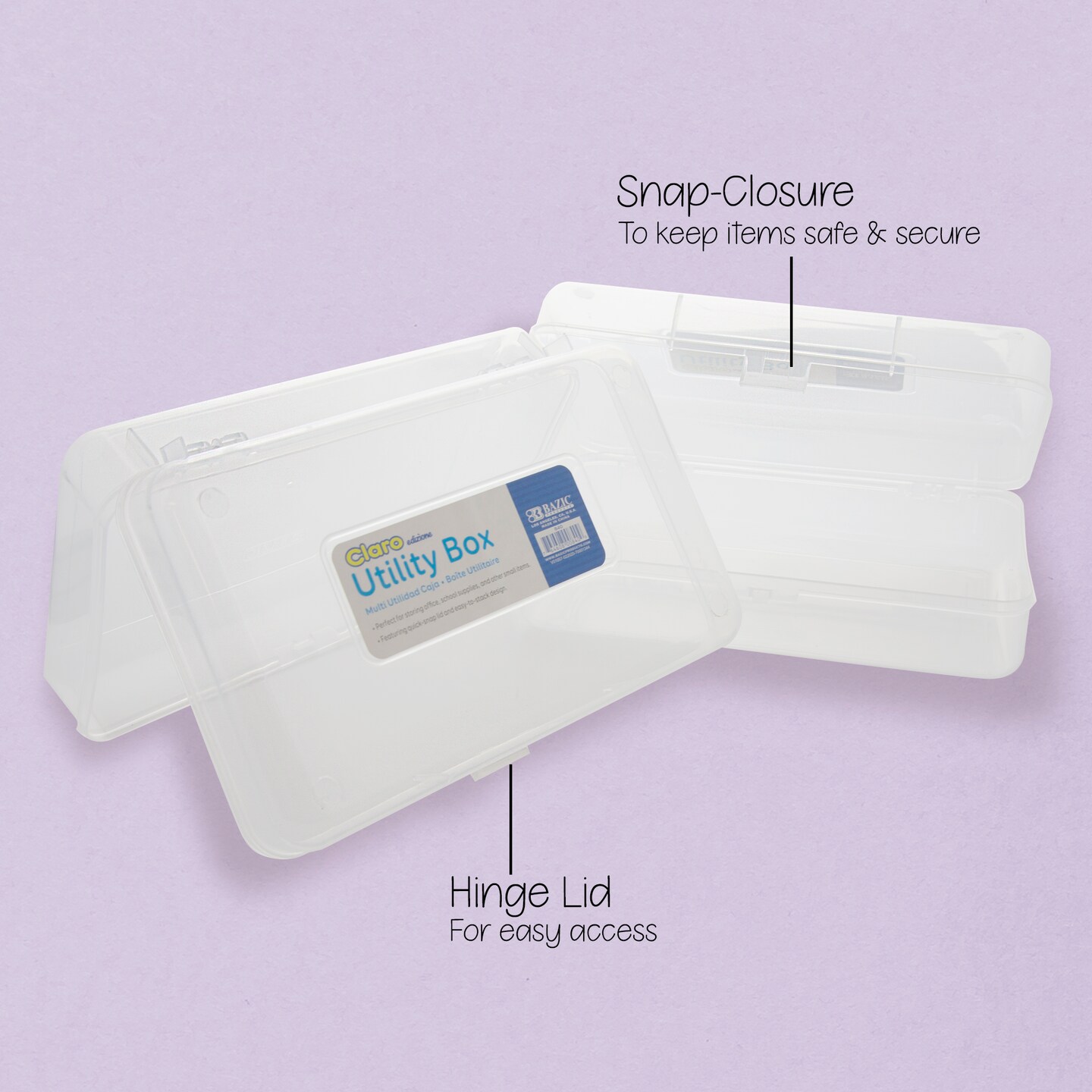 BAZIC Pencil Case Multipurpose Utility Box - Clear