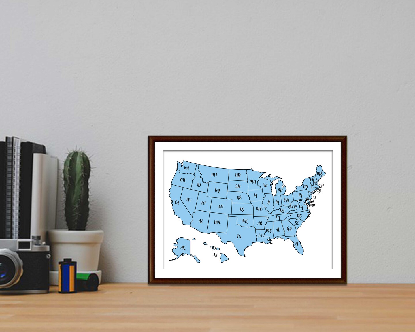 Small Push Pin Map of the United States Mini Map Travel Tracker 5x7 Framed Canvas US Wall Art Gift for Him Gift for Her Apartment Decor Tiny product 7