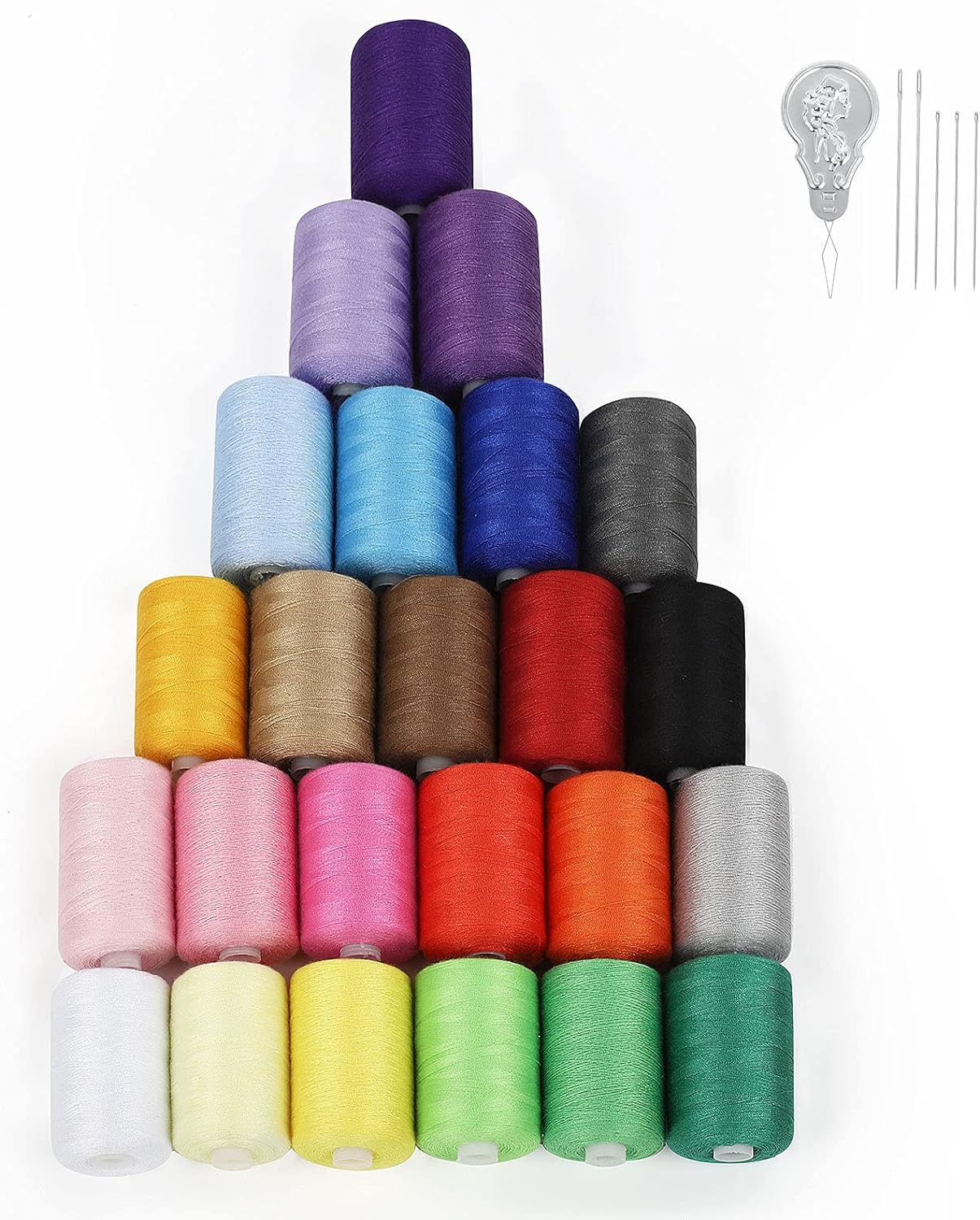 Sewing Thread Assortment Cotton Spools Thread Set for Hand & Machine Sewing, Quilting, Embroidery - 24 Colors 1000 Yards Each