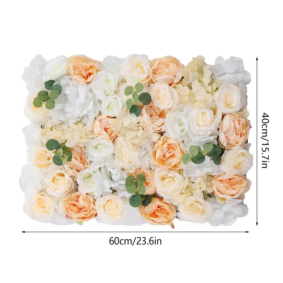 12X Fake Flower Wall Panel Wedding Decor Artificial Silk Rose&#x26;peony Flower Panel