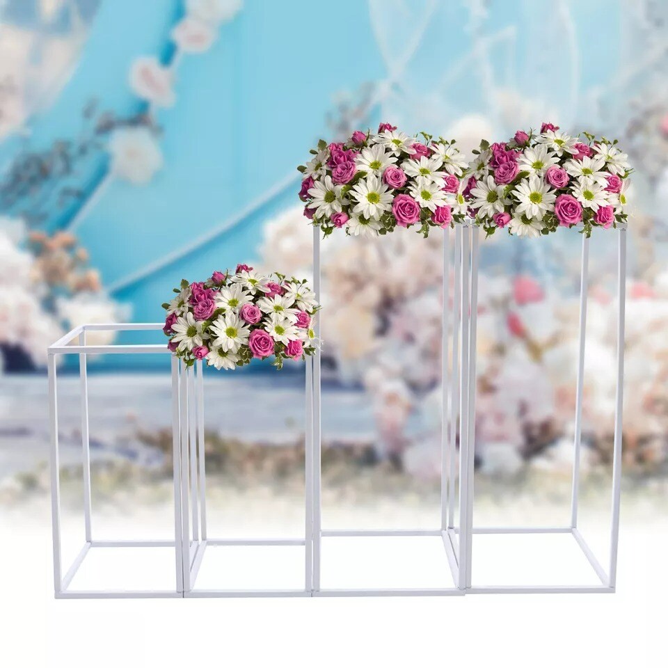4pcs Metal Geometric Flower Rack Vase Column Floor Stand Wedding Centerpiece
