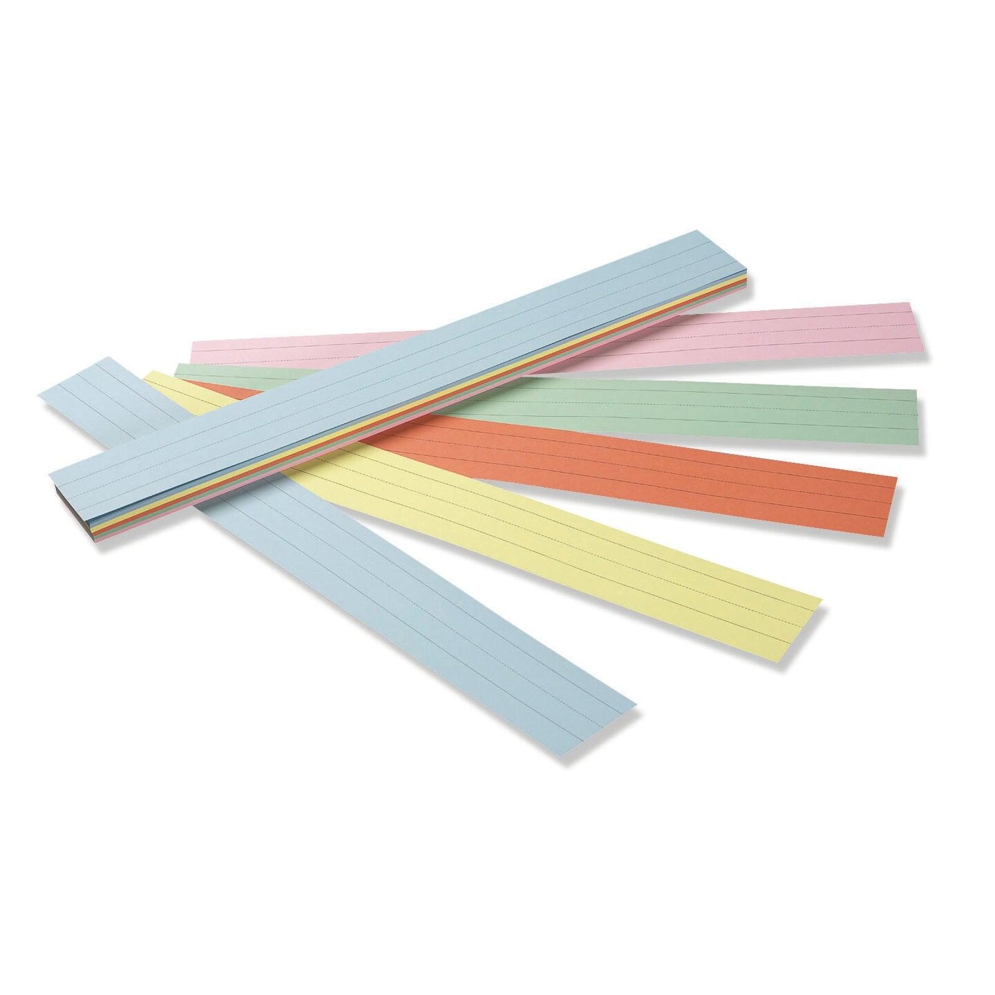 Sentence Strips, 5 Assorted Colors, 1-1/2&#x22; Ruled, 3&#x22; x 24&#x22;, 100 Strips Per Pack, 3 Packs