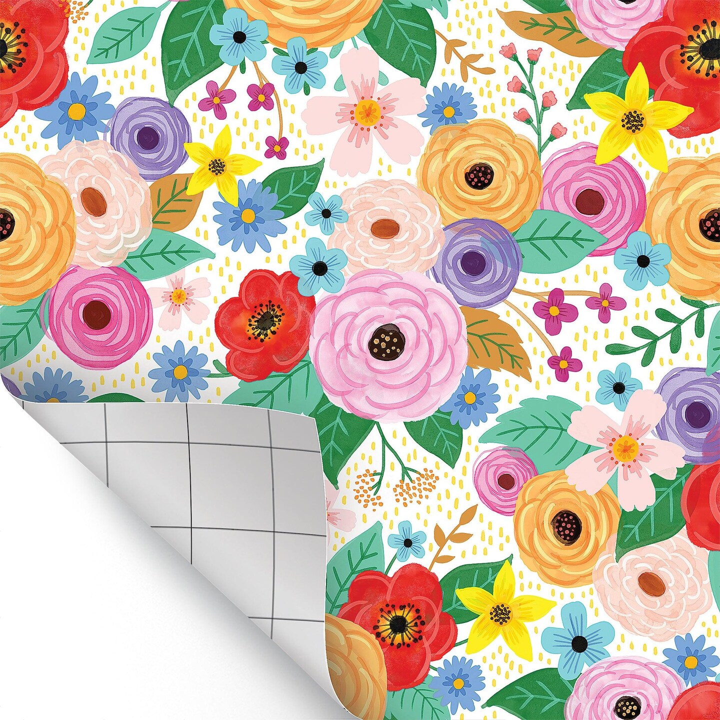 Peel and Stick Decorative Paper Roll, 17-1/2&#x22; x 10 ft, Wildflowers