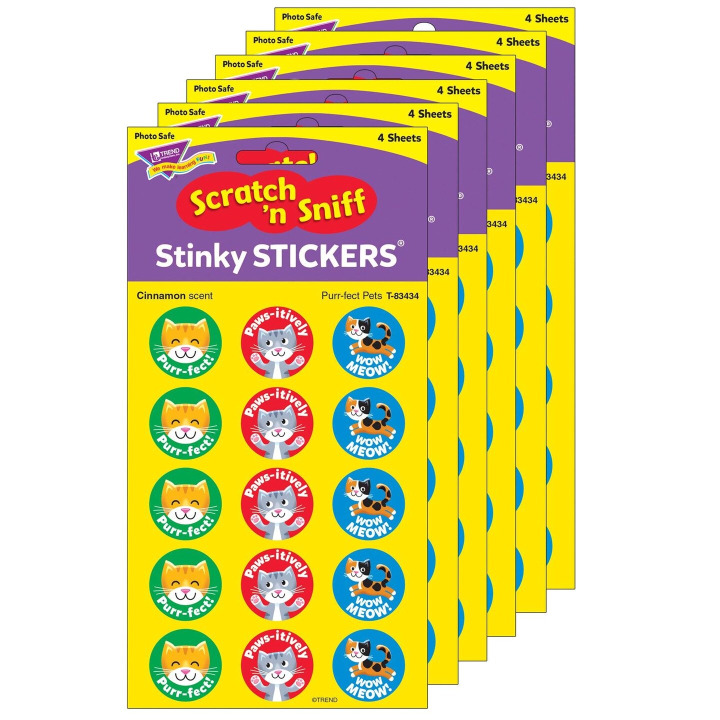 Purr-fect Pets/Cinnamon Stinky Stickers&#xAE;, 60 Per Pack, 6 Packs