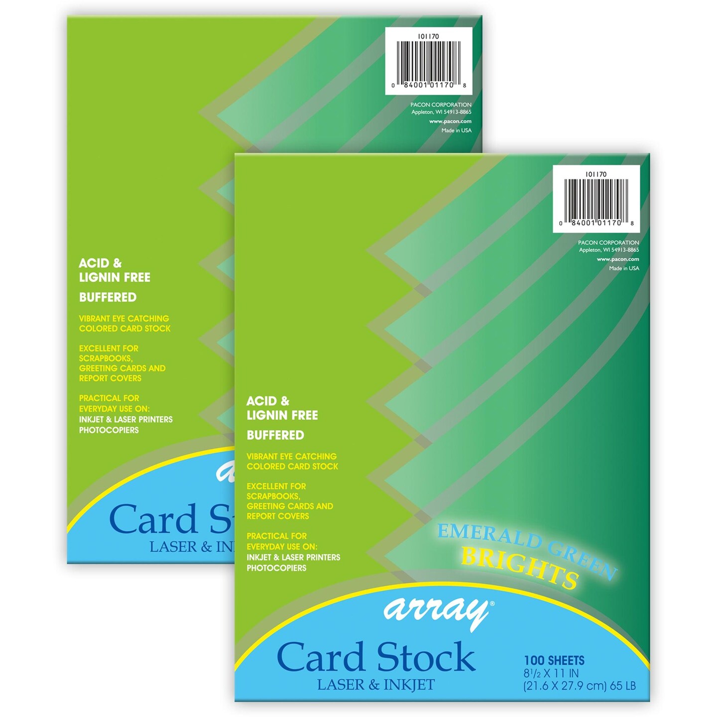 Card Stock, Emerald Green, 8-1/2" x 11", 100 Sheets Per Pack, 2 Packs ...
