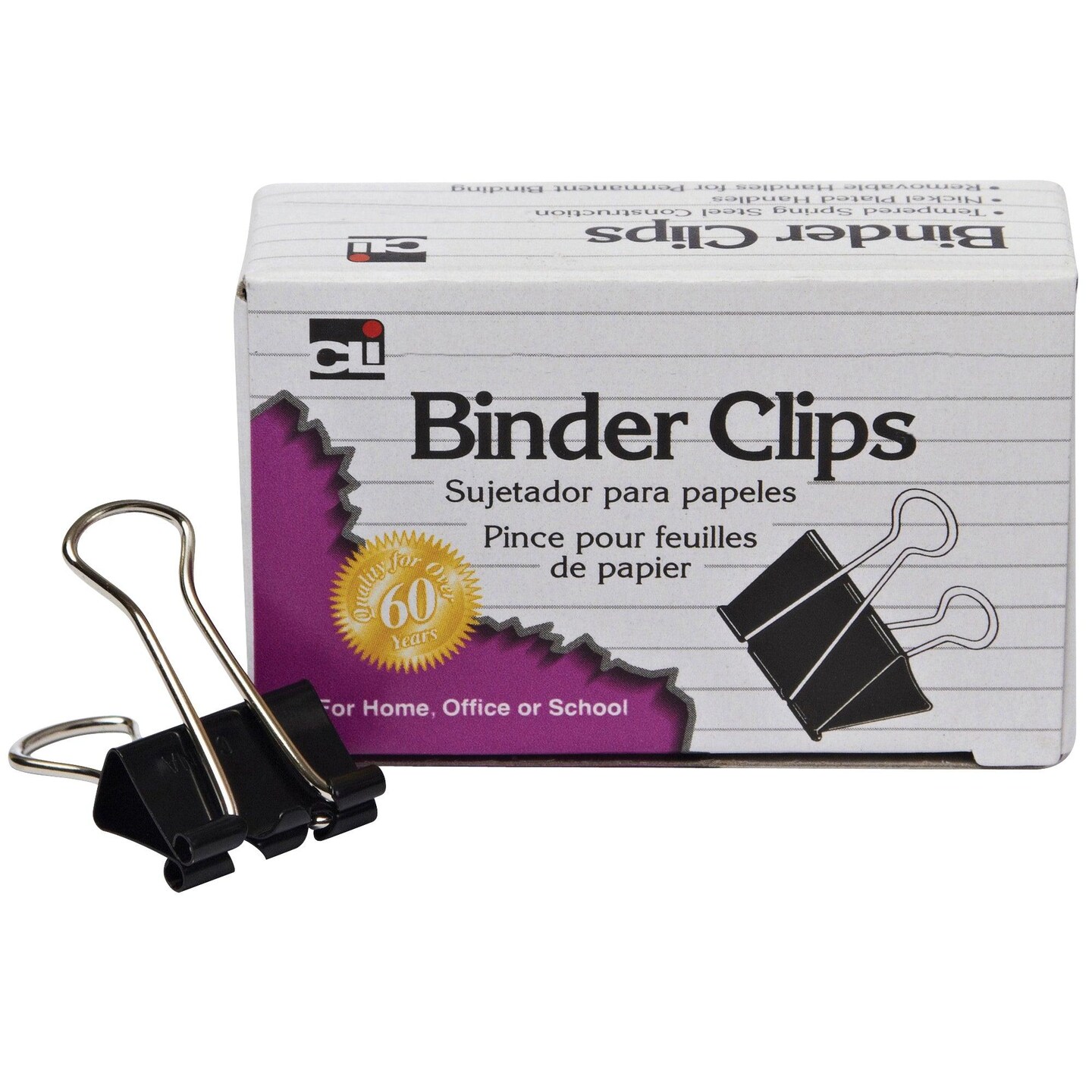 Binder Clips, Medium, 5/8&#x22; Capacity, 12 Per Box, 24 Boxes