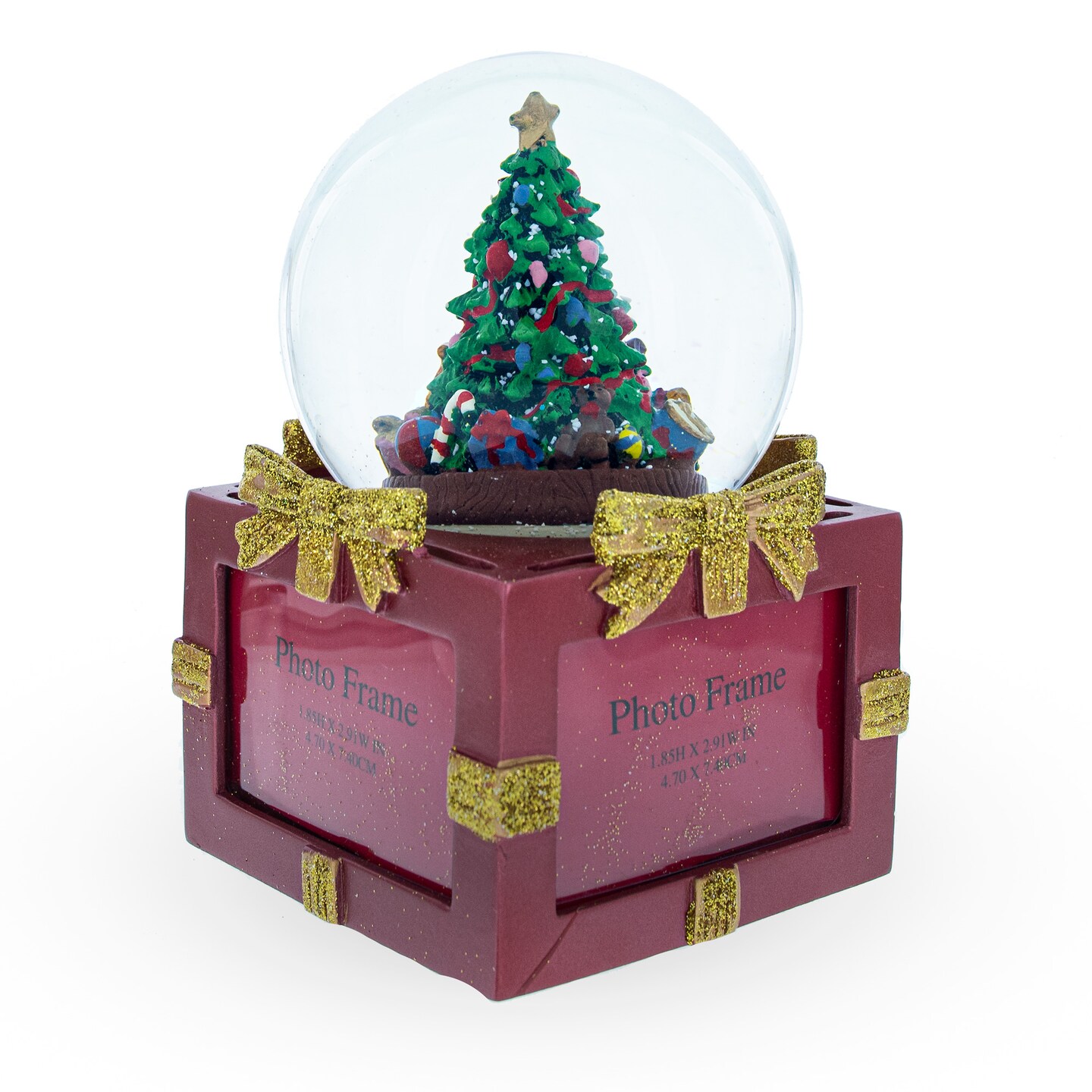 Four-Sided Picture Frame Christmas Tree: Musical Water Snow Globe