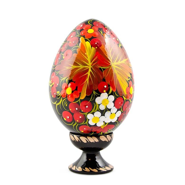 Autumn Leaves Ukrainian Hi-Gloss Wooden Easter Egg