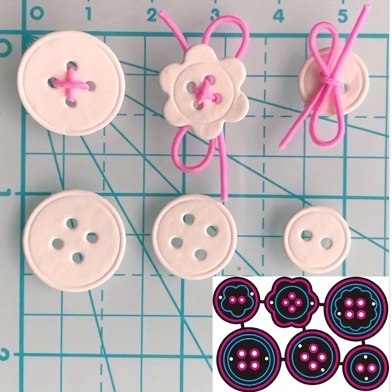 Mini Buttons Metal Cutting Dies 6 Piece Set