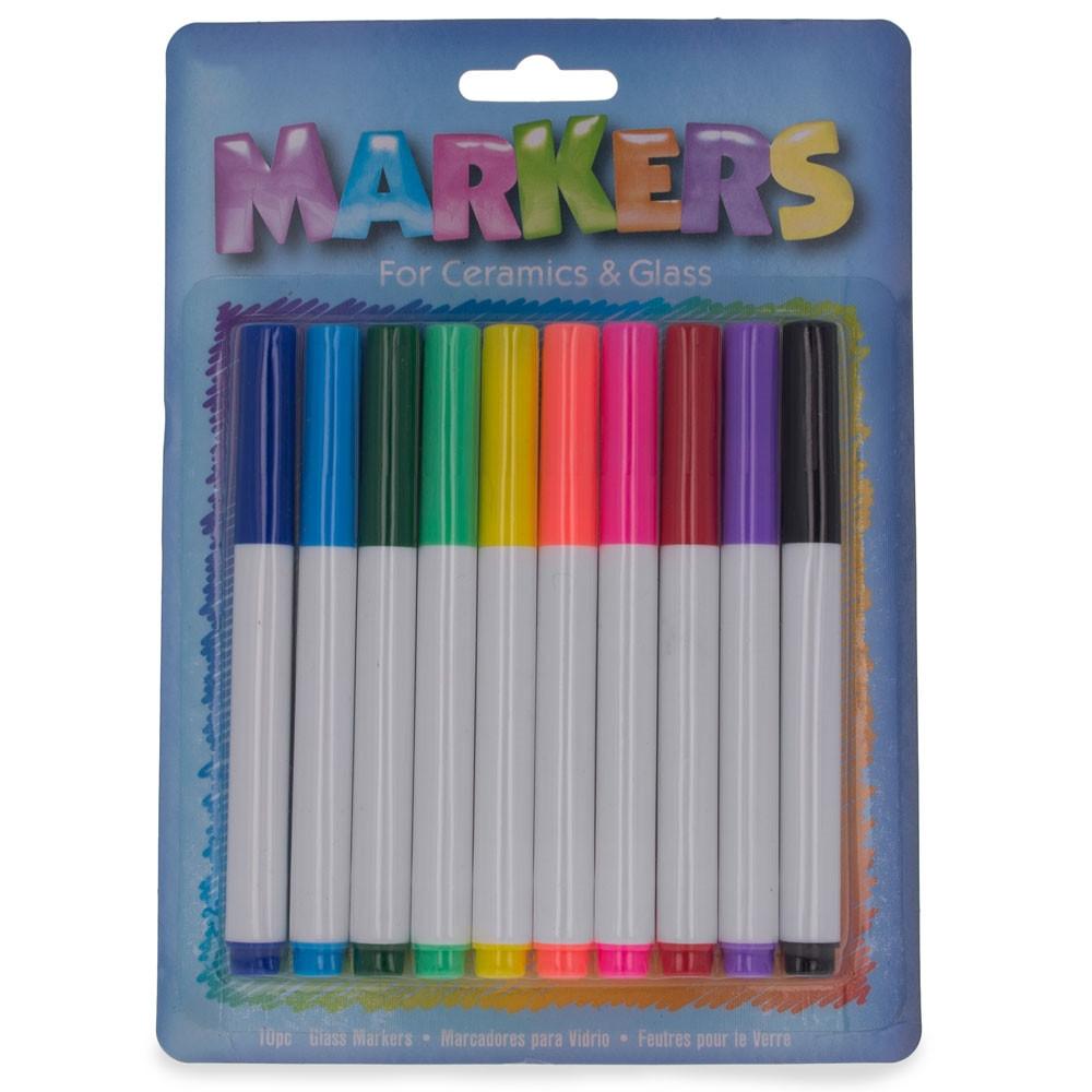 Set of 10 Non-Toxic Markers for Ceramics &#x26; Glass