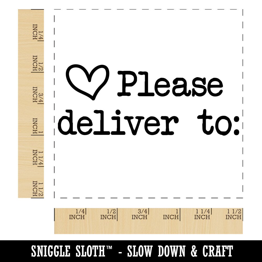 Please Deliver To with Heart in Typewriter Font Self-Inking Rubber Stamp Ink Stamper