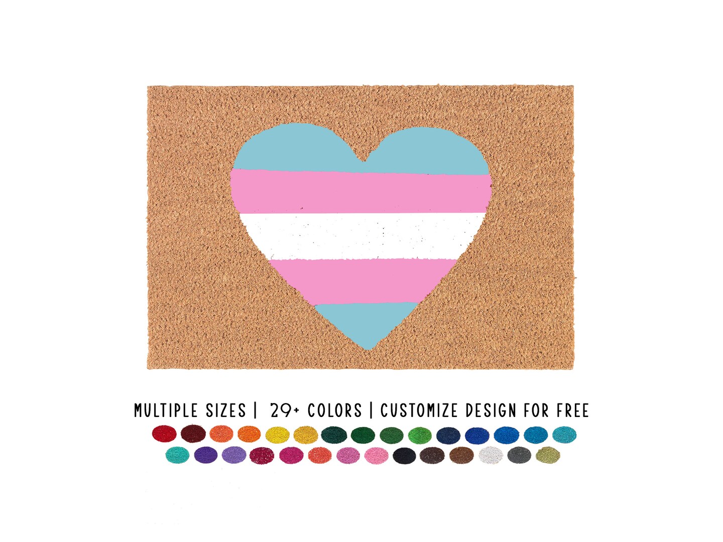 Trans Heart Doormat, Gay Pride Welcome Mat, LGBTQ Door Mat, Pride Flag Rug, , Pride Decor, Custom Doormat