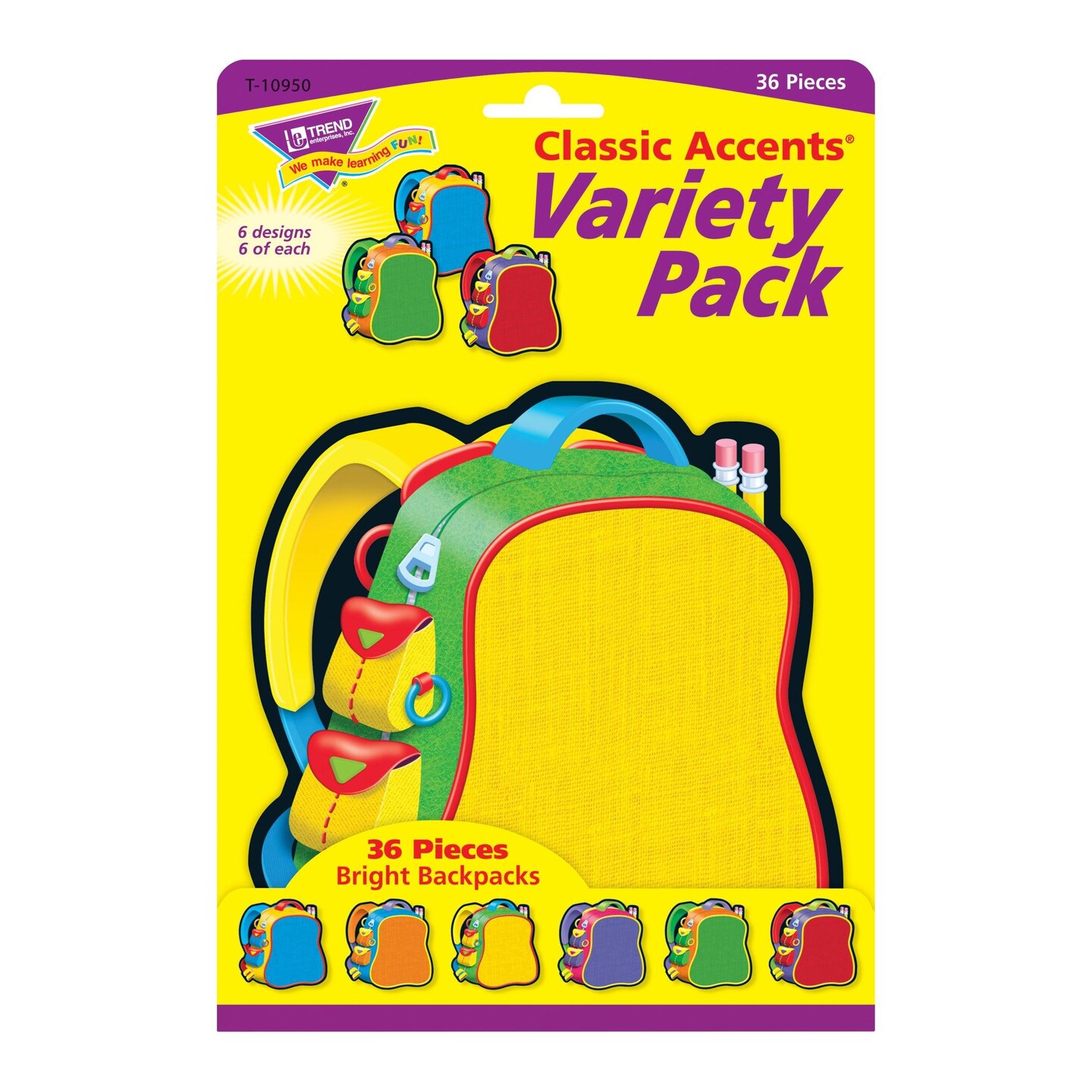 Bright Backpacks Classic Accents&#xAE; Variety Pack, 36 Per Pack, 3 Packs