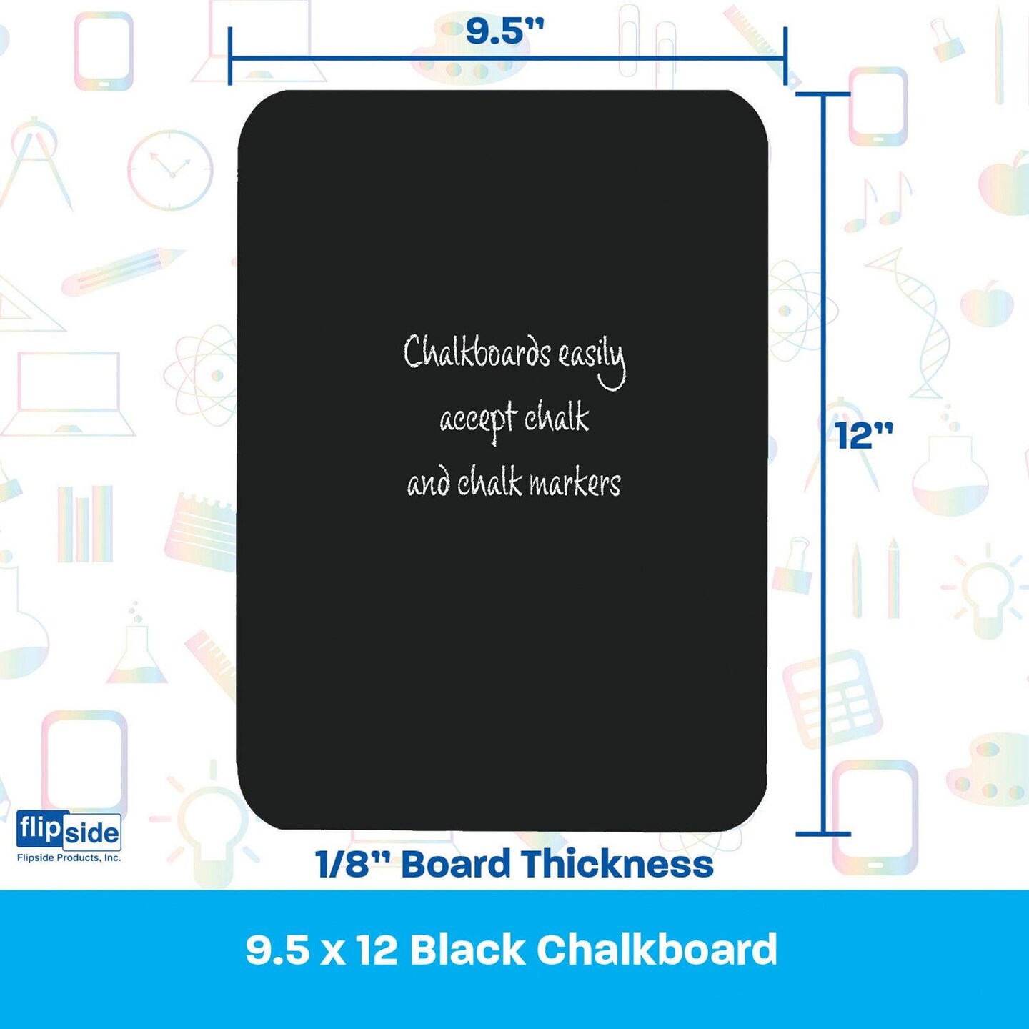 Chalkboard, 9.5&#x22; x 12&#x22;, Black, Pack of 6