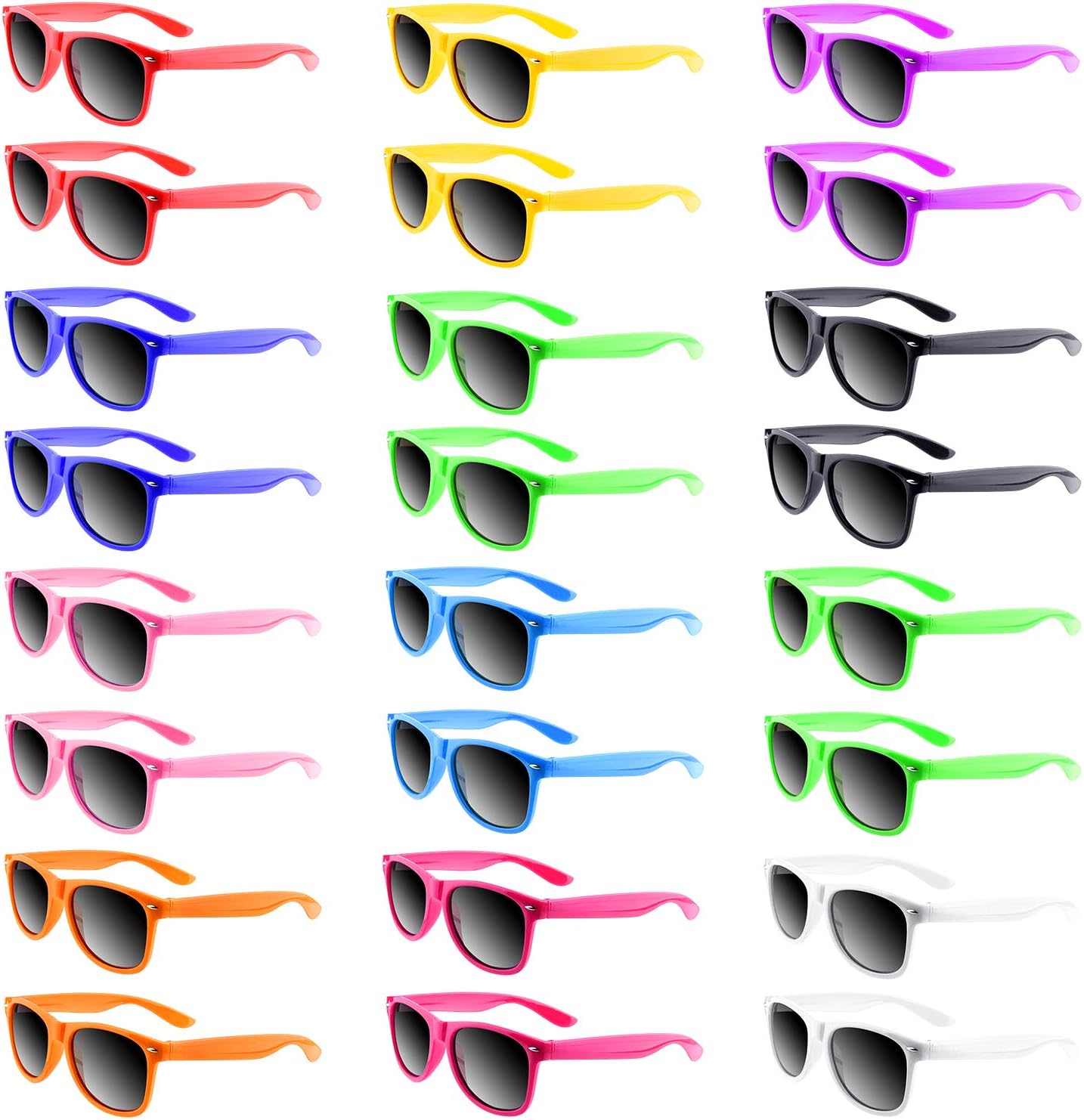 Neon Sunglasses Mirrored Lenses Assorted Colors Party Favor 12 Pack
