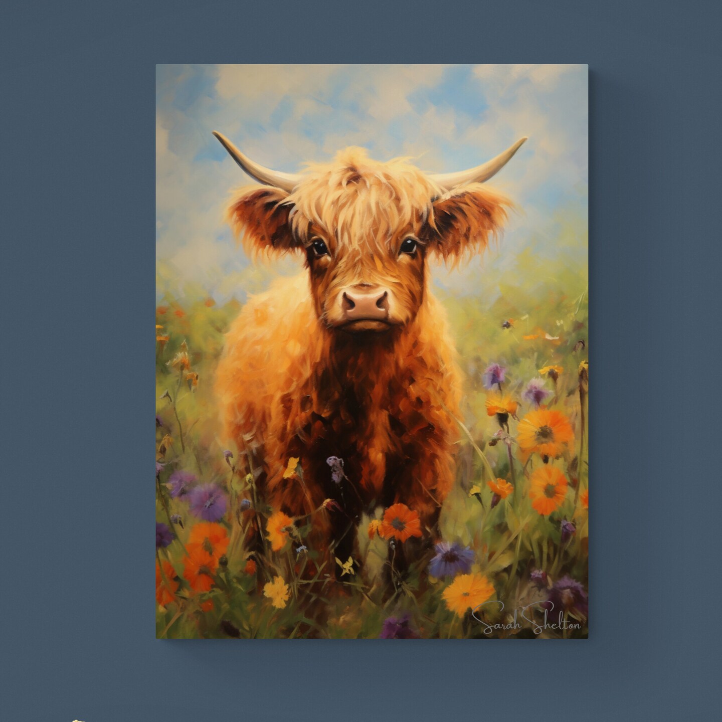 Hand Painted Cow Print on Premium Canvas Farmhouse Wall Decor for Nursery Gift for Farmer Ranch Home Decor Gift product 7