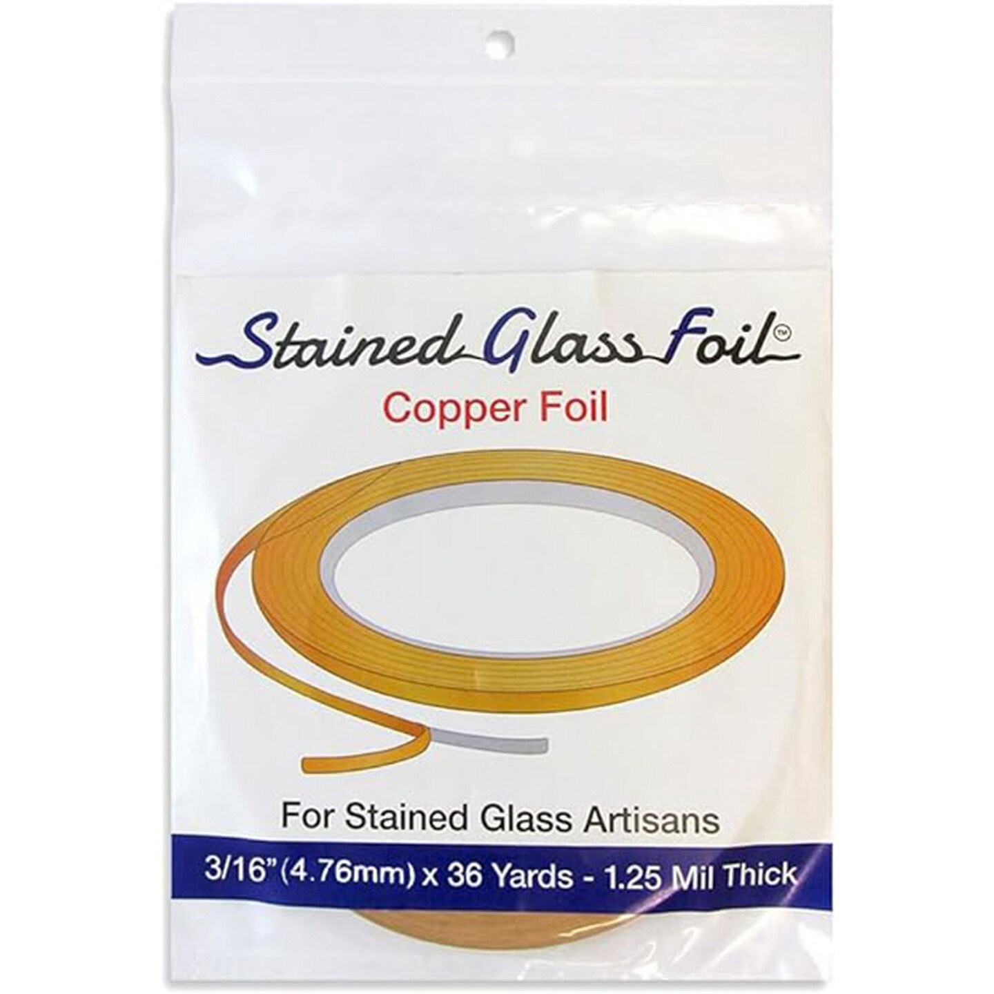 Stained Glass Foil Brand 3/16&#x22; Copper Foil - 1.25 Mil. Thick