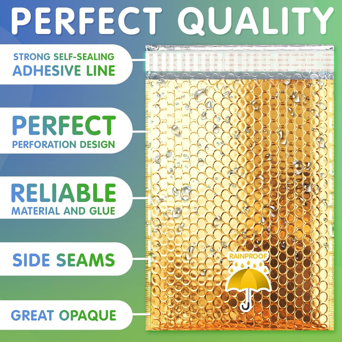 Gold Bubble Mailers 9.5 x 13.5 Pack of 10 Shiny Gift Bubble Envelopes with Sturdy SelfAdhesive Seal Cushioning Padded Shipping Envelopes Waterproof Bubble Mailers Metallic Padded Mailers