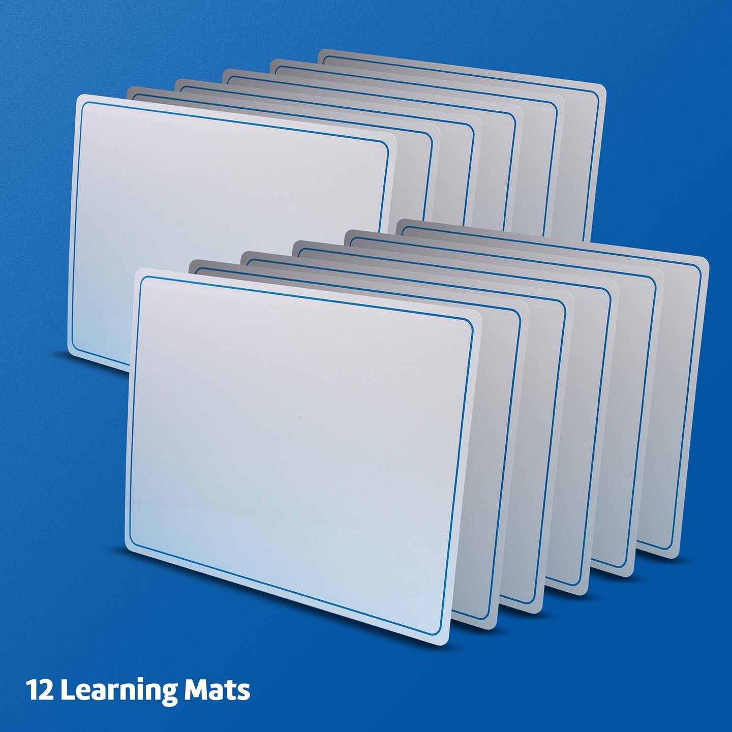 Dry Erase Learning Mat, Two-Sided Plain, 9&#x22; x 12&#x22;, Pack of 12