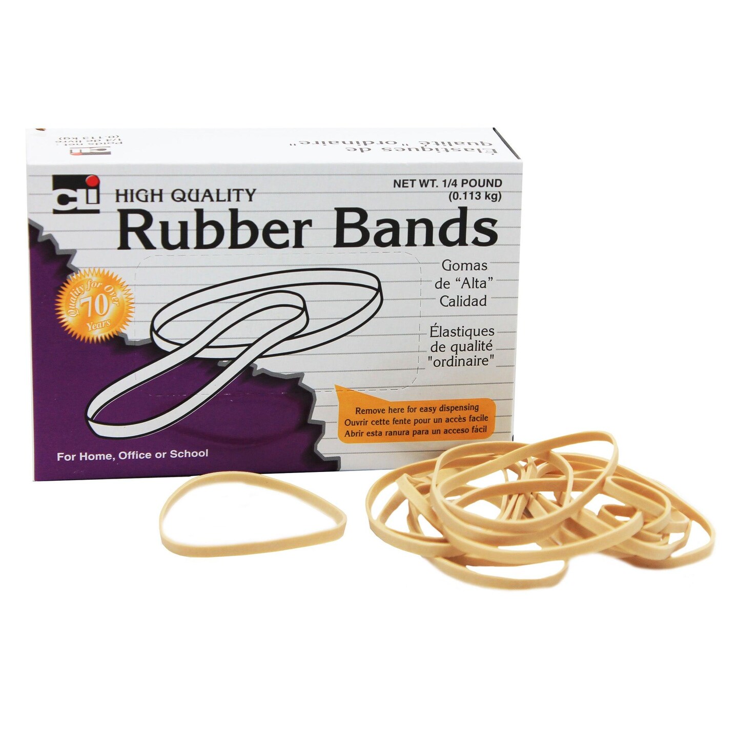 Rubber Bands, 3&#x22; x 1/8&#x22;, 1/4 lb Box, 10 Boxes