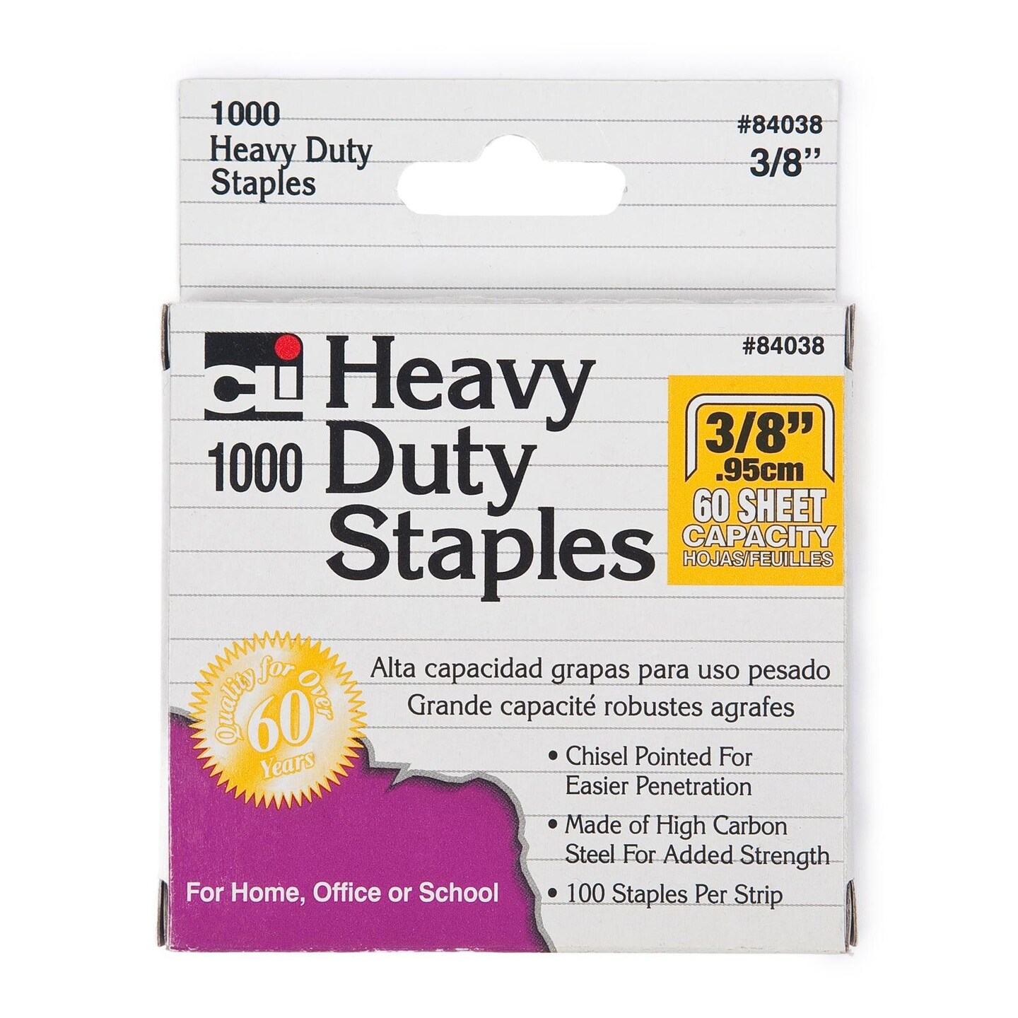 Heavy Duty Staples, 3/8&#x22;, 1000 Per Pack, 6 Packs