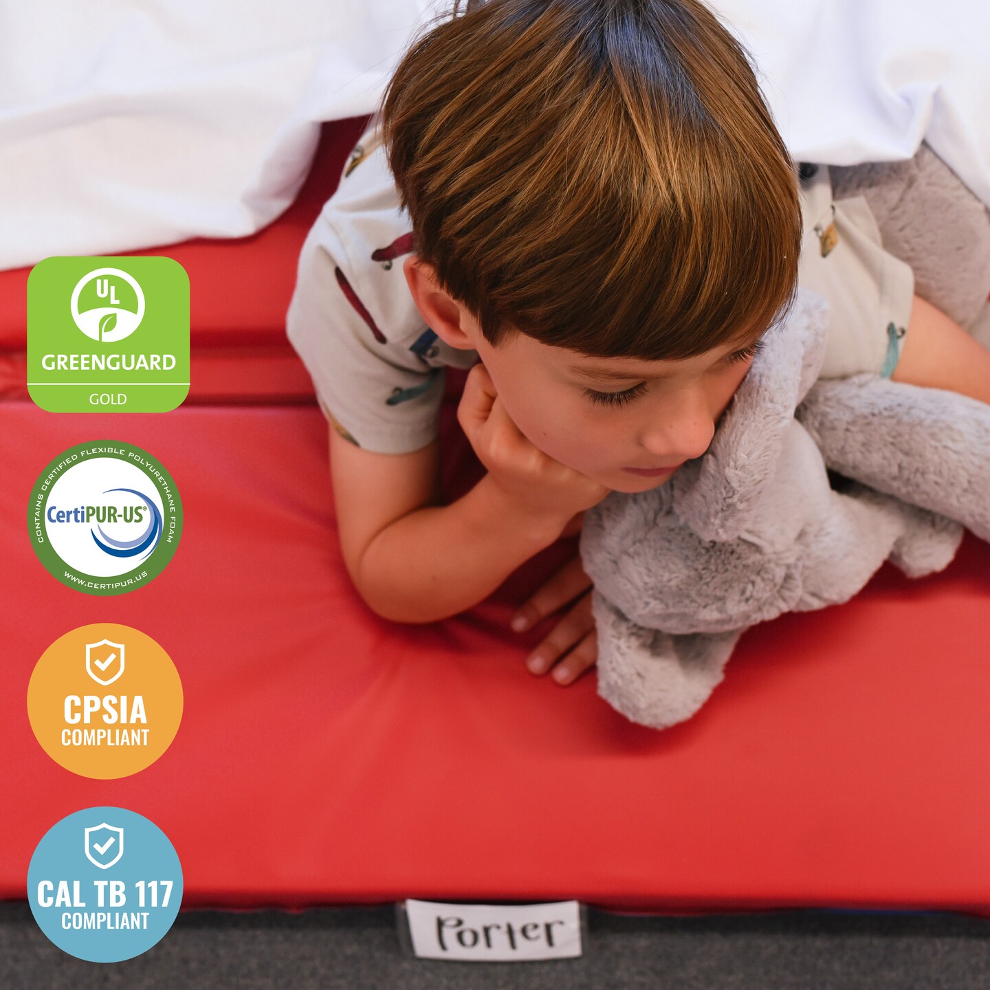 Premium 3-Fold Rest Mat, 2in Thick - Red/Blue