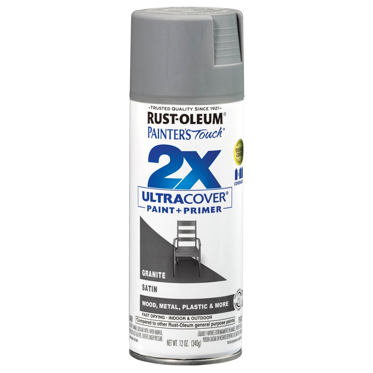 Rust-Oleum Painter&#x27;s Touch Ultra Cover 2X Spray Paint 12oz-Satin Granite