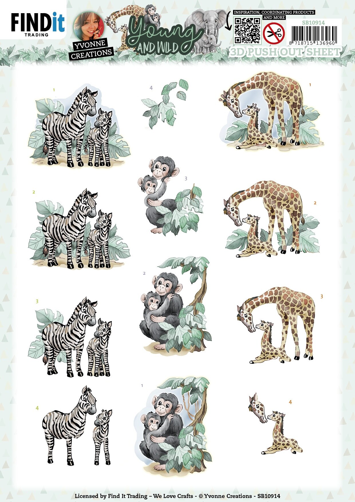 Find It Trading Yvonne Creations Punchout Sheet-Monkey, Young And Wild