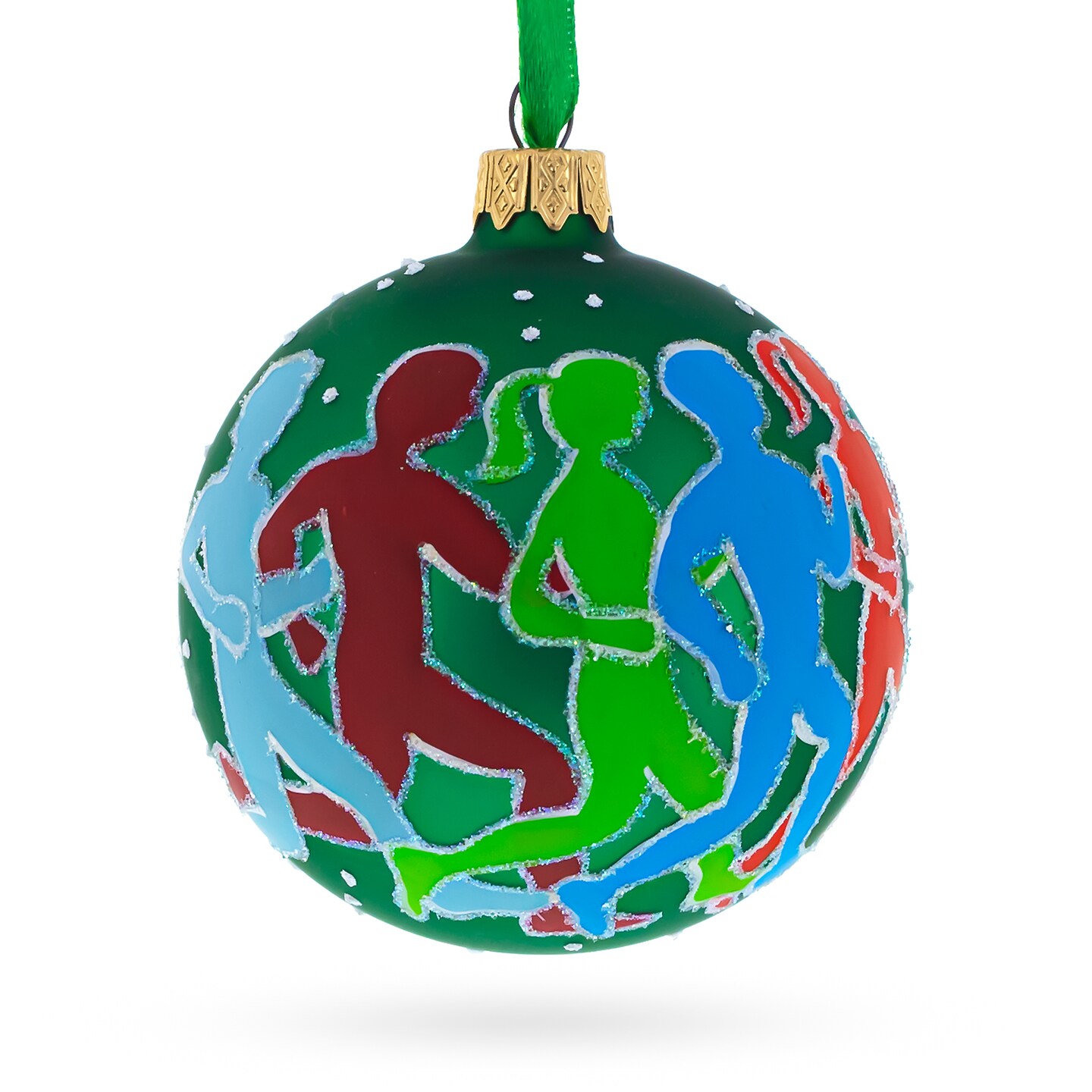 I Love Running Glass Ball Christmas Ornament 3.25 Inches