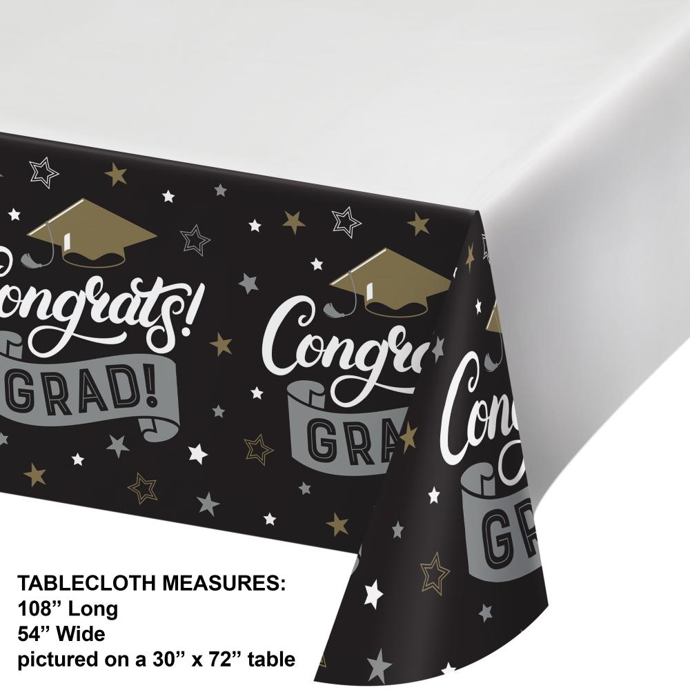 Grad Glamor Paper Tablecover Border Print, 54&#x22; x 102&#x22; (1/Pkg)