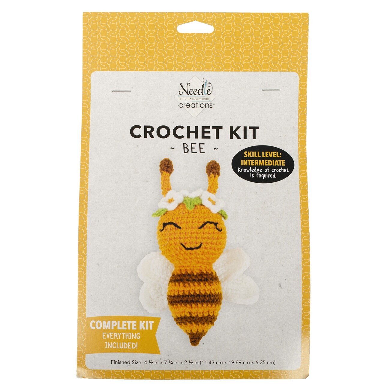 Fabric Editions Crochet Kit-Bee #2 5.25&#x22;X7.5&#x22;X2.5&#x22;