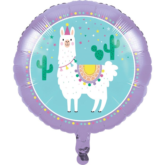 Llama Party Metallic Balloon 18&#x22;