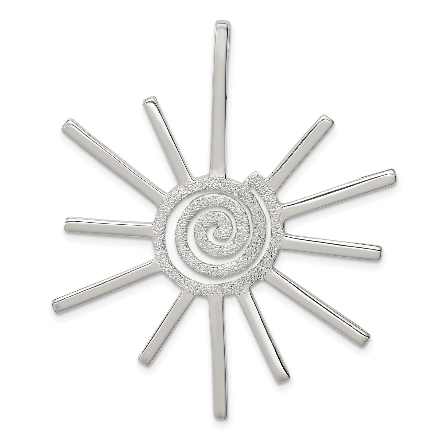 Sterling Silver Fancy Sun Pendant Charm Jewelry 52mm x 45mm
