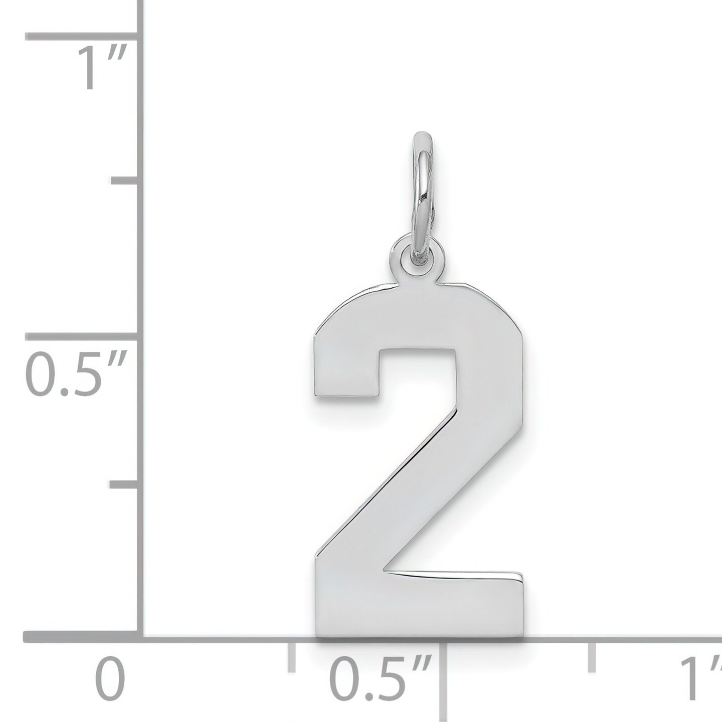 Sterling Silver Medium Polished Number 2 Charm Pendant Jewerly 21mm x 8mm